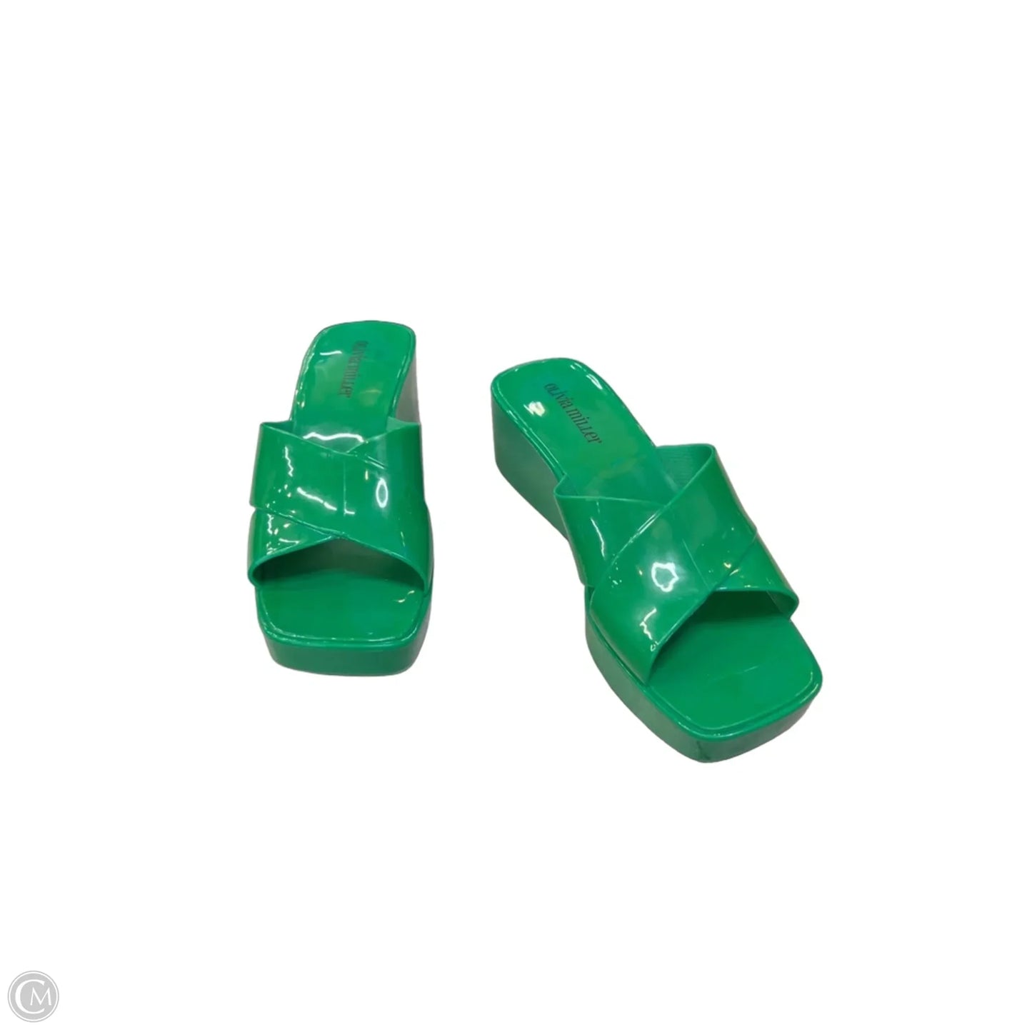 Sandals Heels Wedge By Olivia Miller In Green, Size: 8