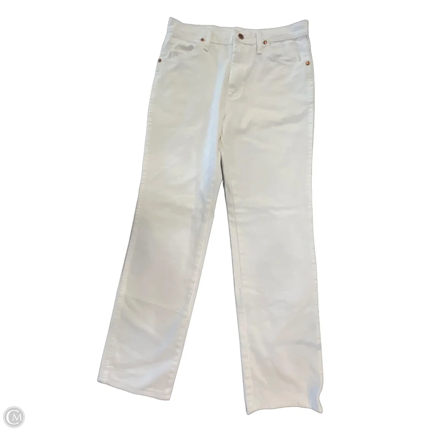 Jeans Straight By Wrangler In White Denim, Size: 12