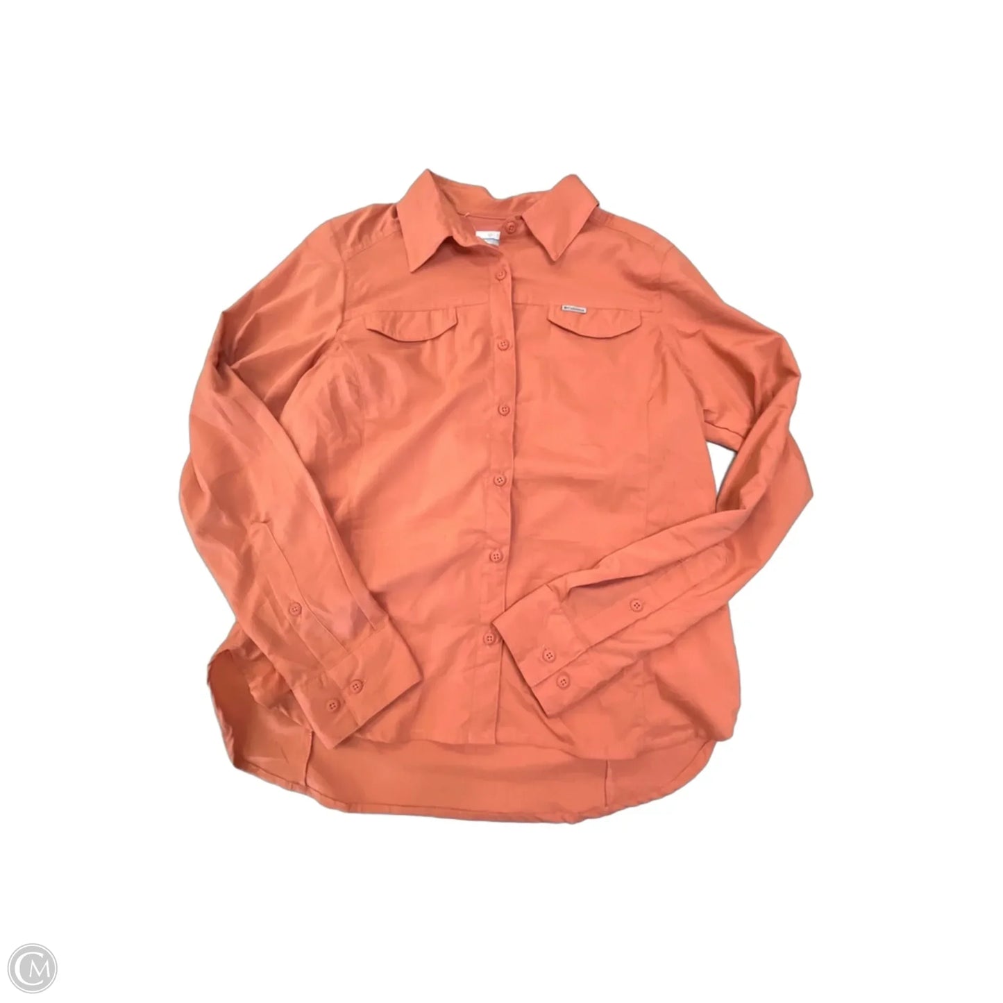 Athletic Top Long Sleeve Collar By Columbia In Orange, Size: L