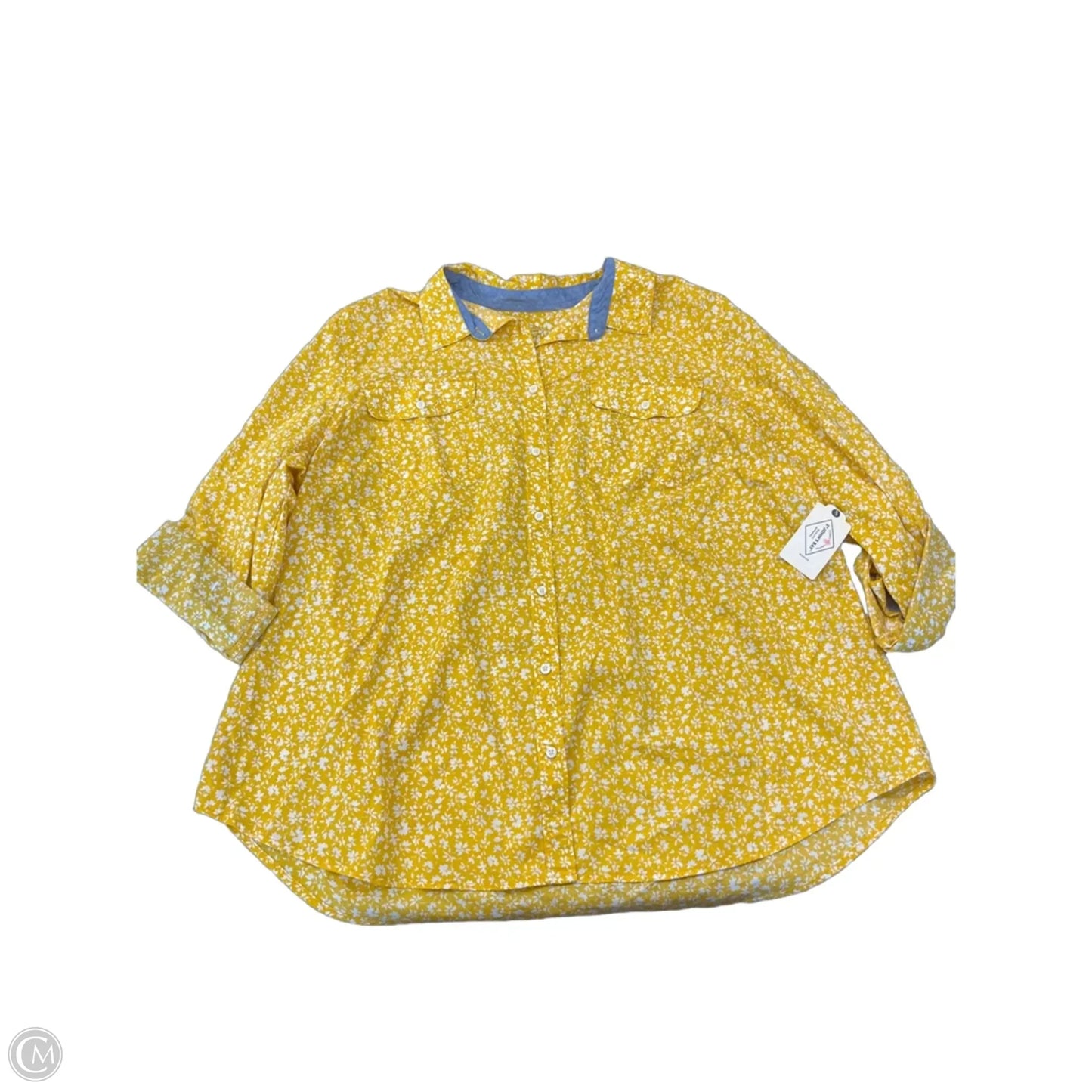 Top 3/4 Sleeve By St Johns Bay In Yellow, Size: 2x