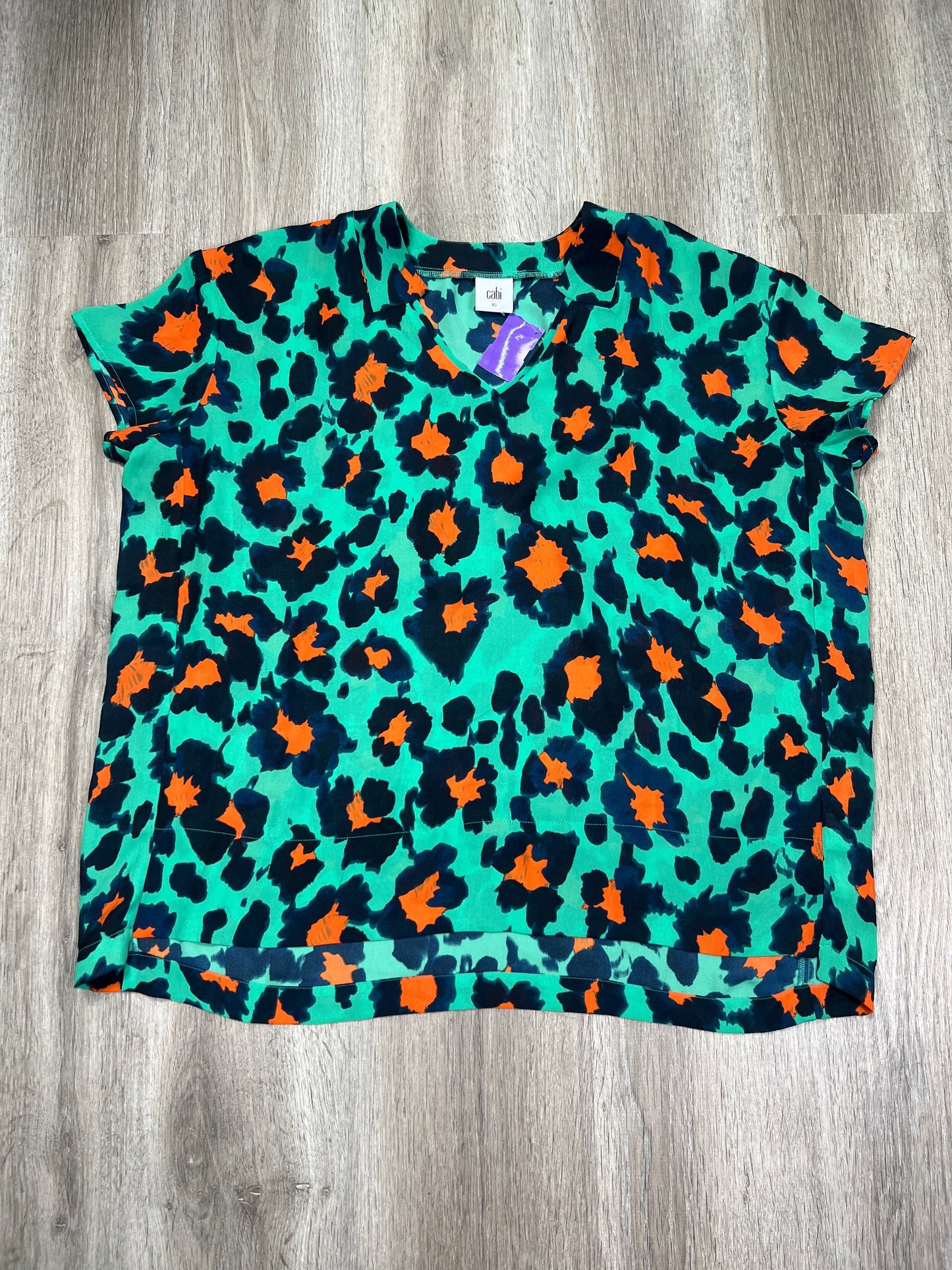 Leopard Print Blouse Short Sleeve Cabi, Size Xs