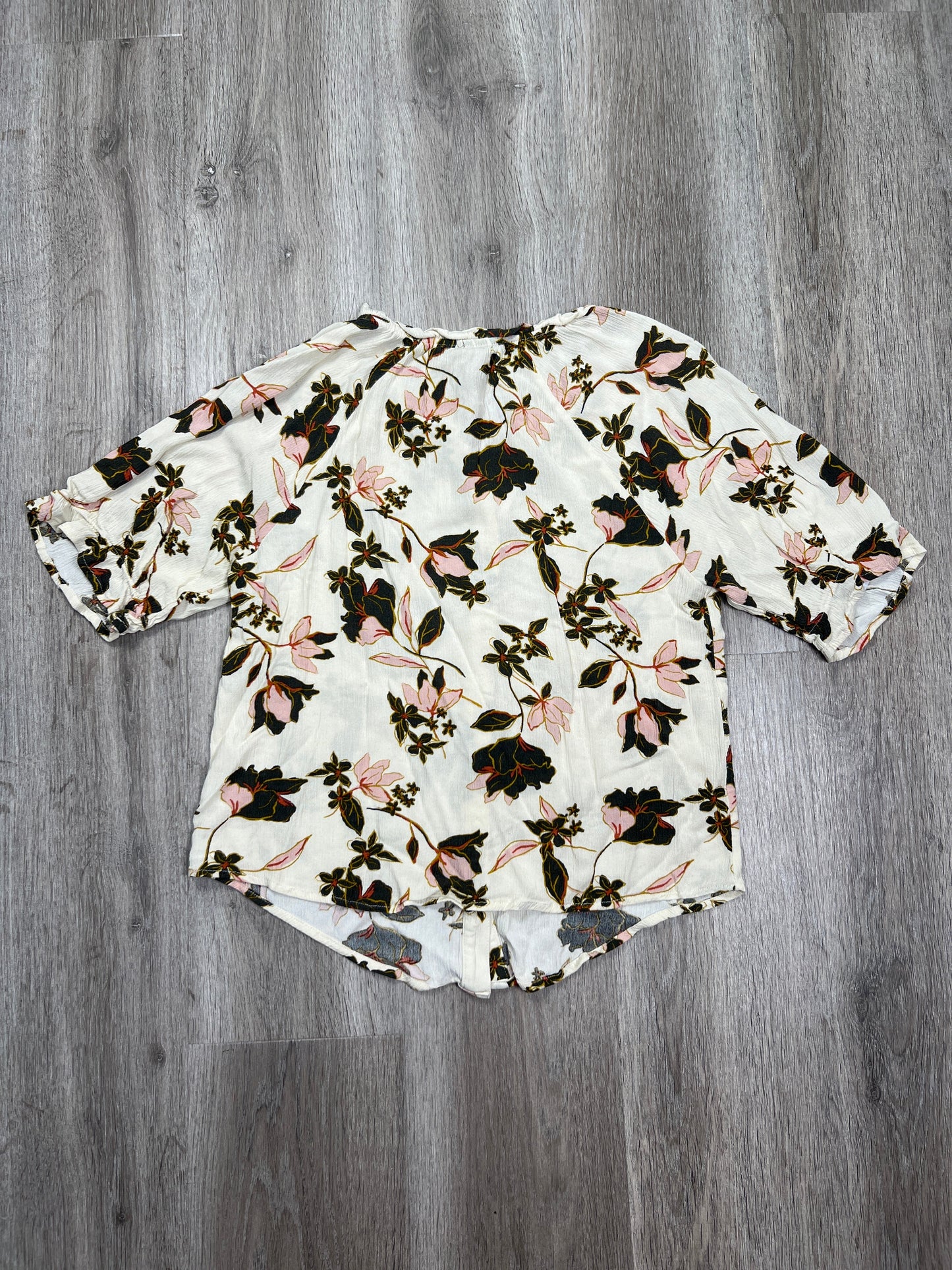 Floral Print Blouse Short Sleeve Bobeau, Size Xs