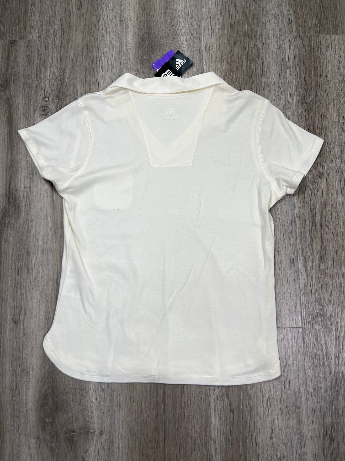 Cream Athletic Top Short Sleeve Adidas, Size L