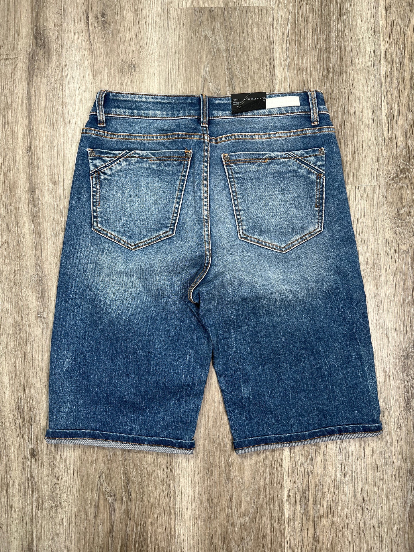 Blue Denim Shorts Buckle Black, Size M