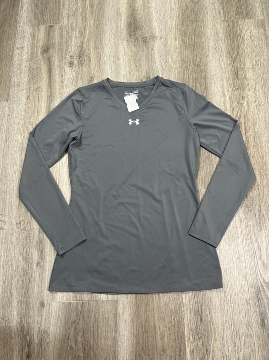 Athletic Top Long Sleeve Crewneck By Under Armour In Grey, Size: S