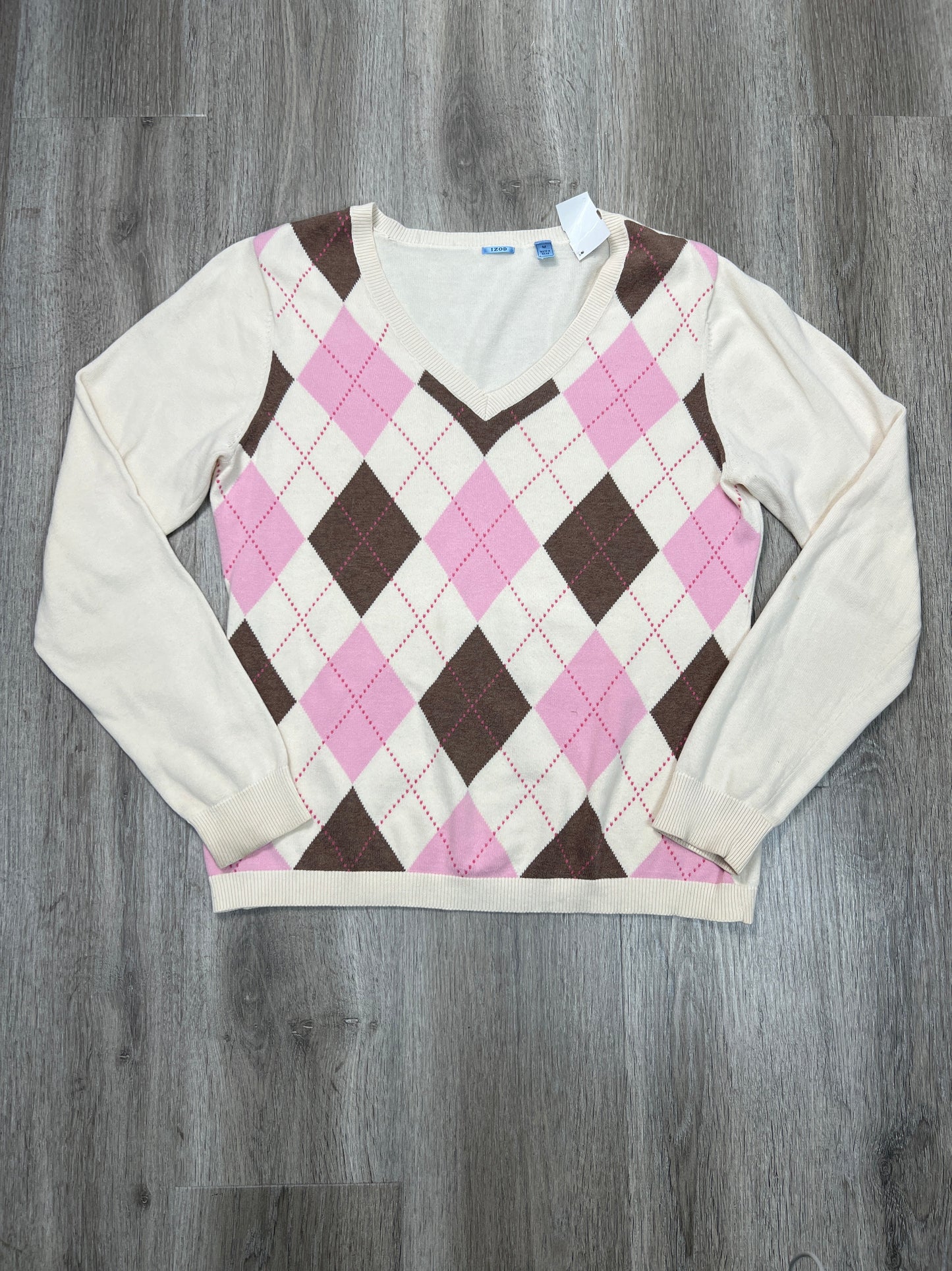 Sweater By Izod In Cream & Pink, Size: M