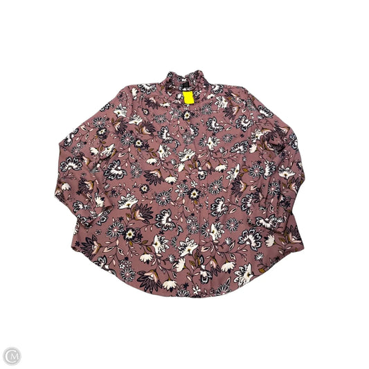 Blouse Long Sleeve By Ann Taylor In Floral Print, Size: Xl