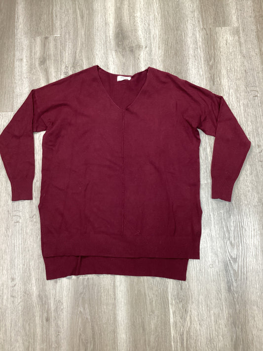 Tunic Long Sleeve By Zenana Outfitters In Maroon, Size: S