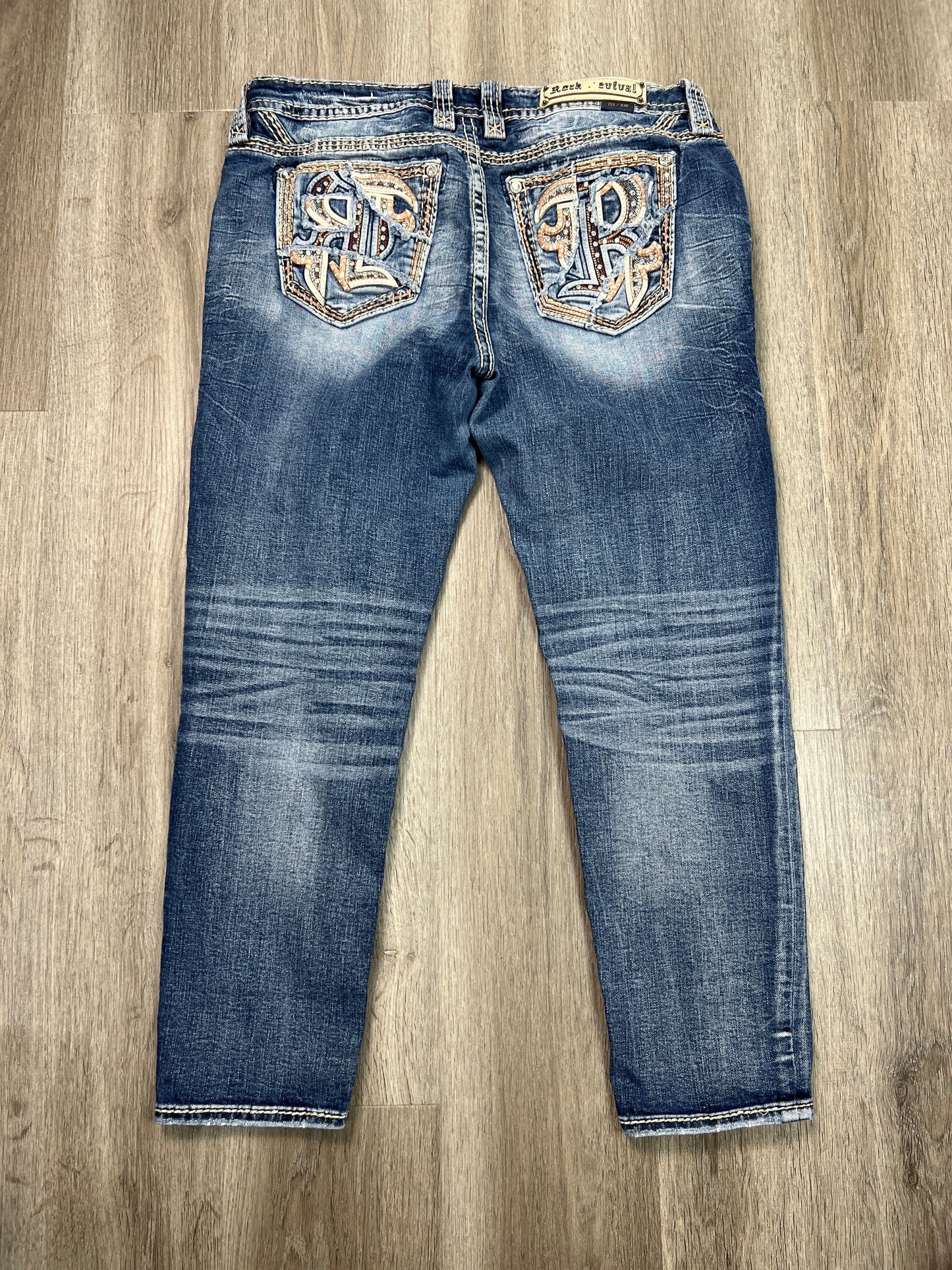 Jeans Skinny By Rock Revival In Blue Denim, Size: 14