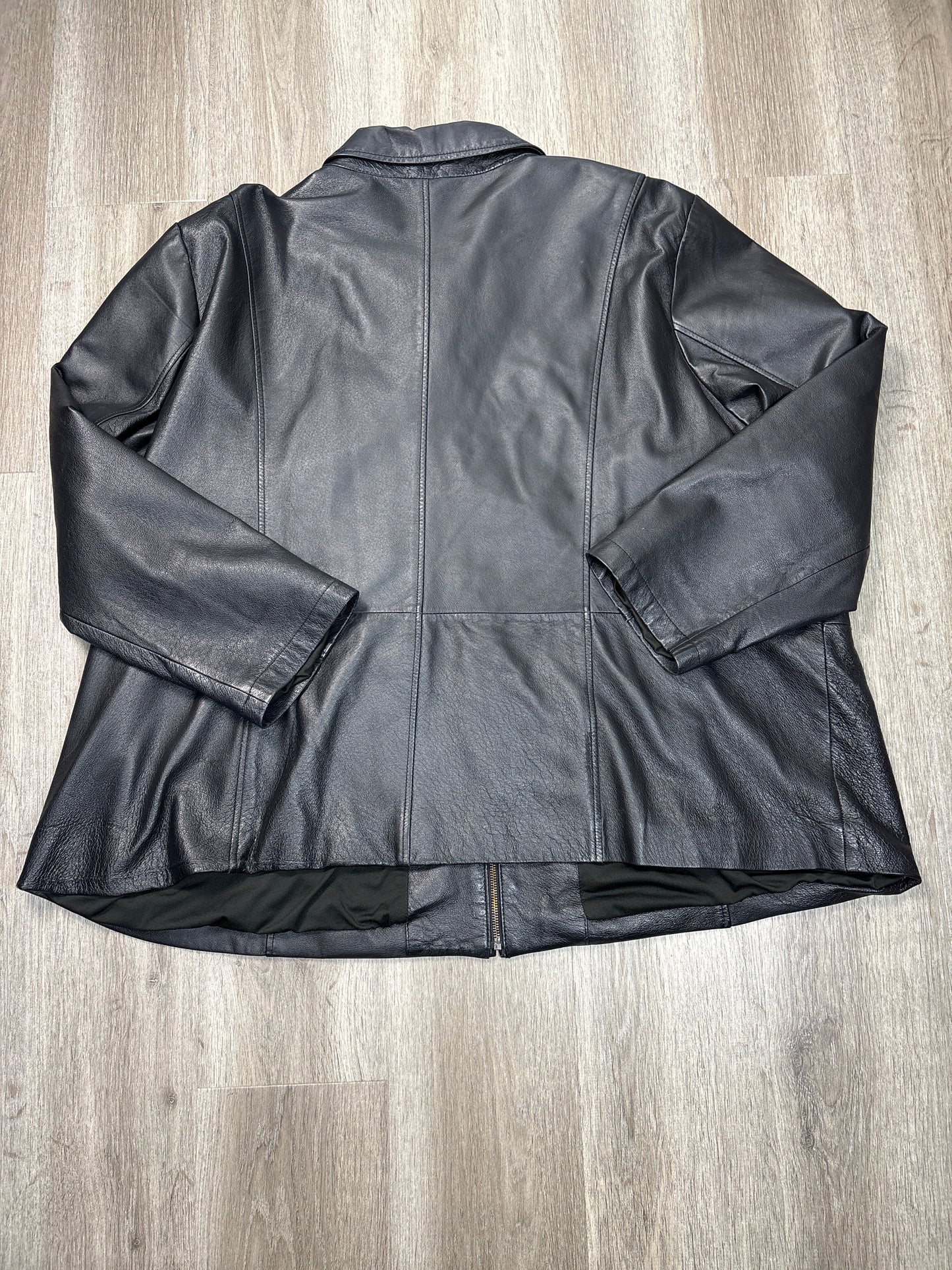 Jacket Leather By Maggie Barnes In Black, Size: 4x