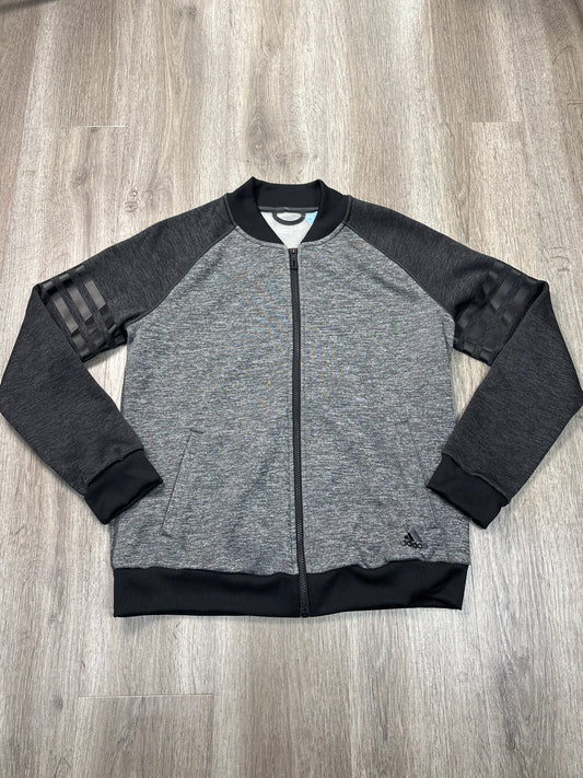 Athletic Jacket By Adidas In Grey, Size: L