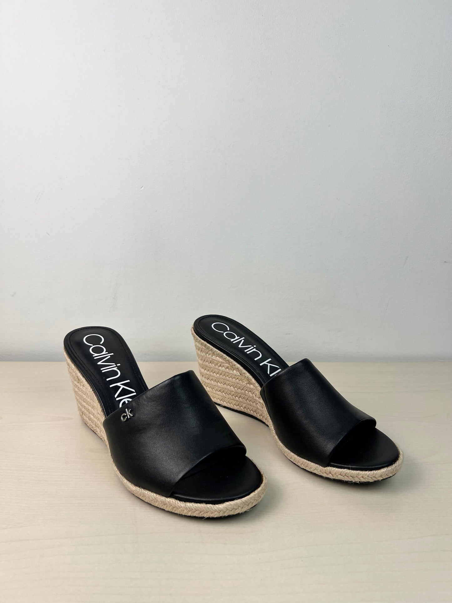 Sandals Heels Wedge By Calvin Klein In Black, Size: 8.5