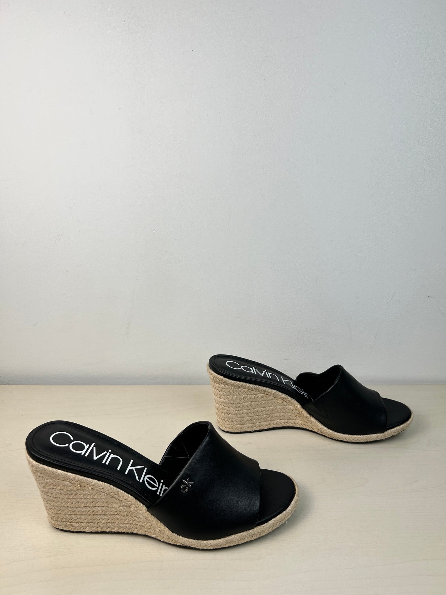 Sandals Heels Wedge By Calvin Klein In Black, Size: 8.5