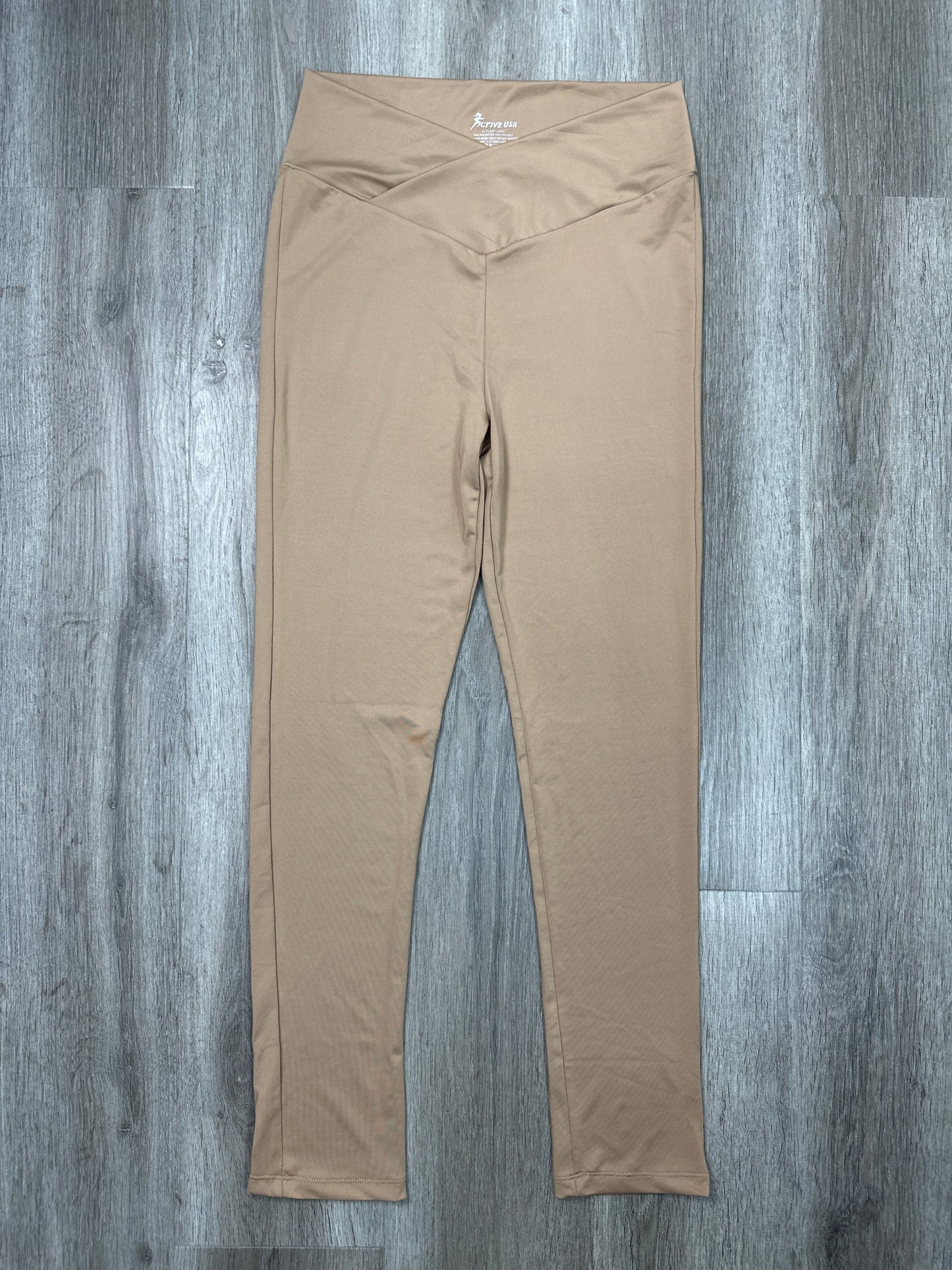 Athletic Leggings By Active Usa In Tan, Size: L