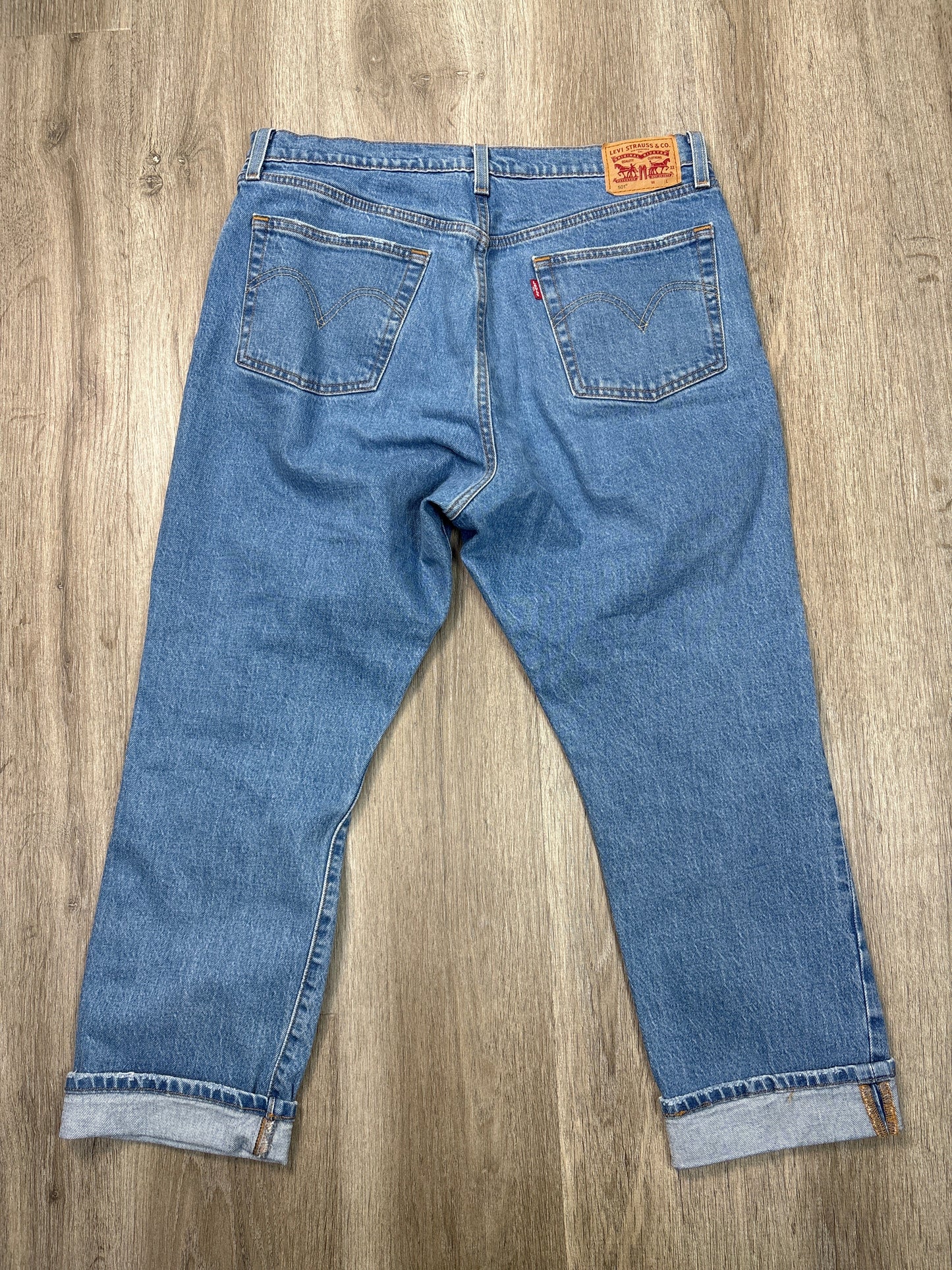 Jeans Cropped By Lucky Brand In Blue Denim, Size: 14