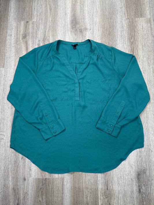 Blouse Long Sleeve By Torrid In Teal, Size: 2x