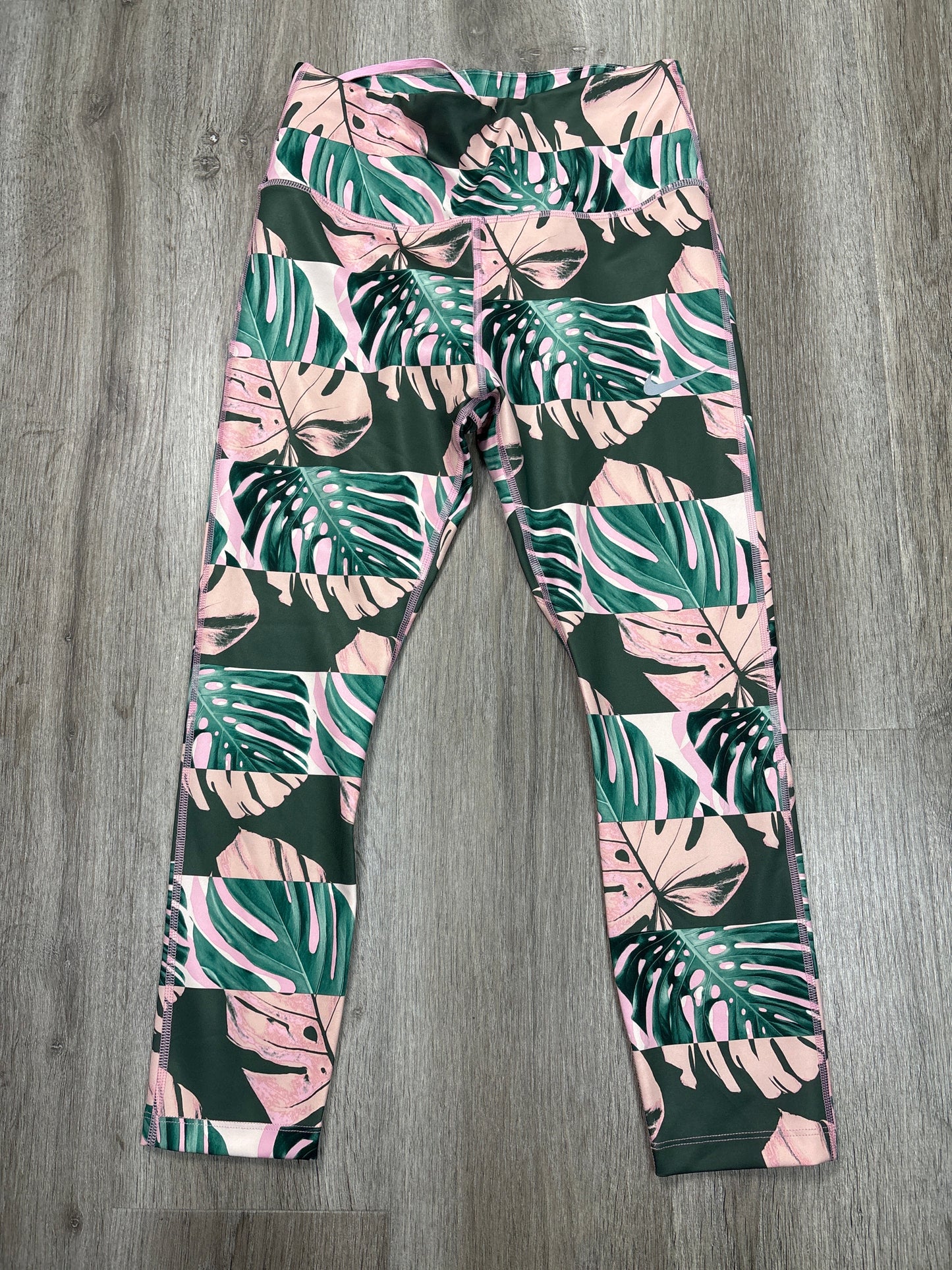 Athletic Leggings By Nike Apparel In Tropical Print, Size: M