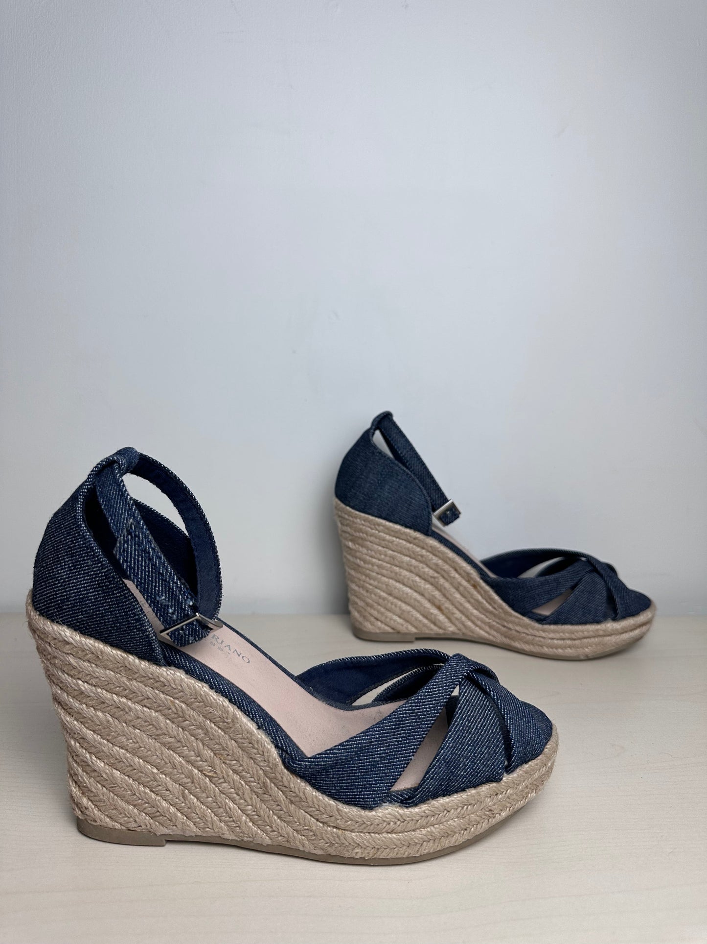 Sandals Heels Wedge By Christian Siriano For Payless In Blue & Tan, Size: 7.5