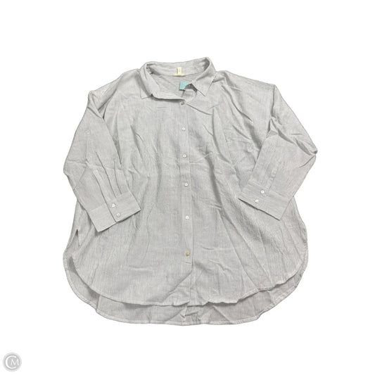 Blouse Long Sleeve By Eileen Fisher In Grey, Size: 2x