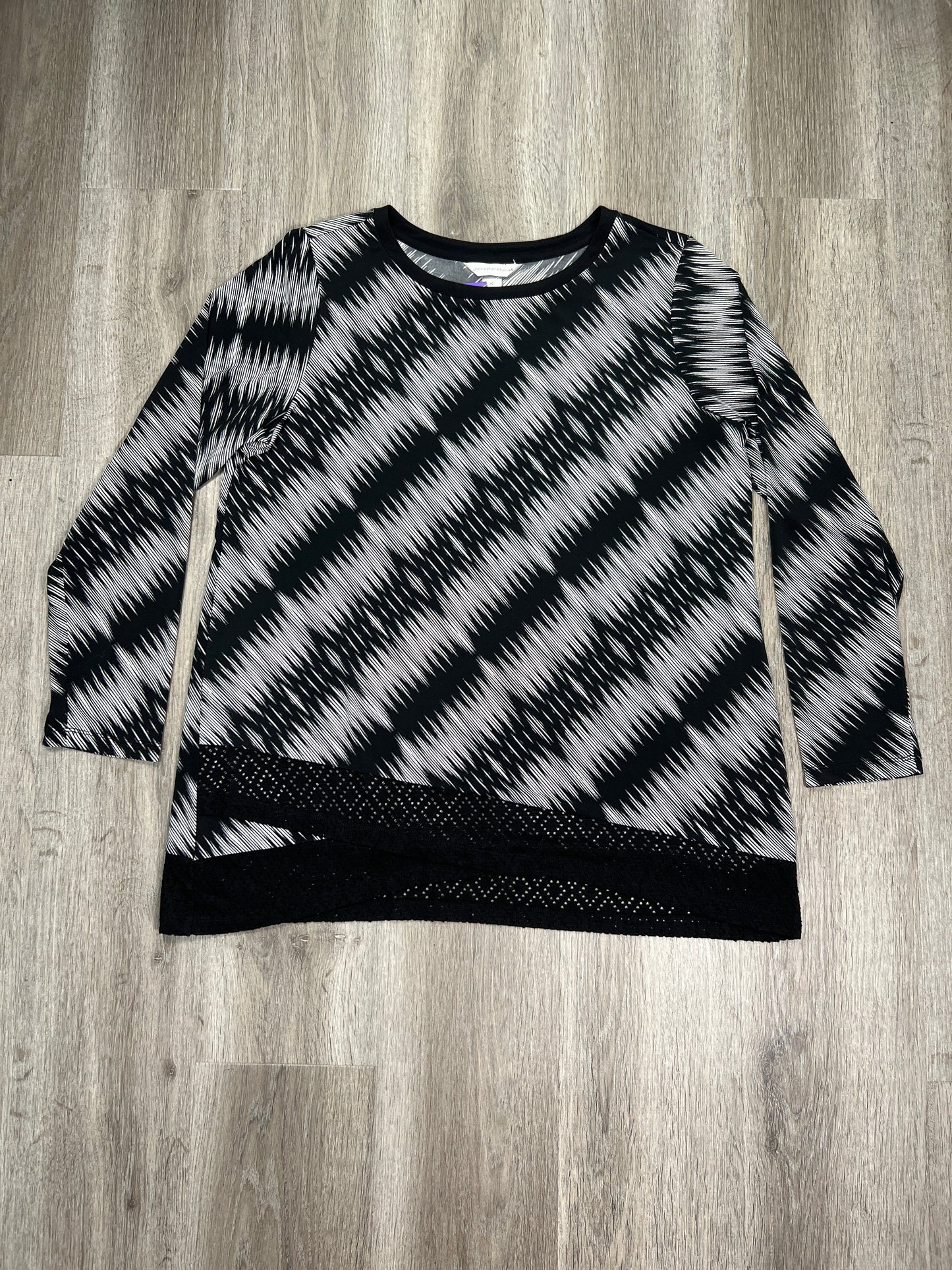 Black & White Top Long Sleeve Christopher And Banks, Size Xl