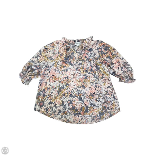 Blouse Short Sleeve By Evereve In Grey, Size: S