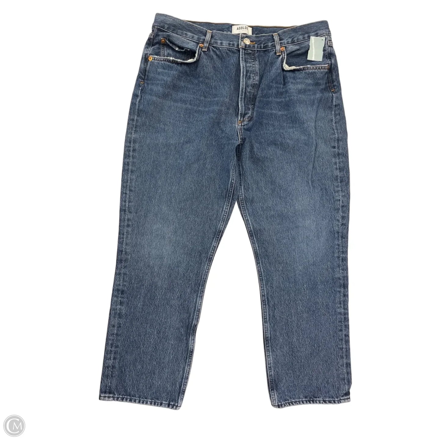 Jeans Straight By Agolde In Blue Denim, Size: 14