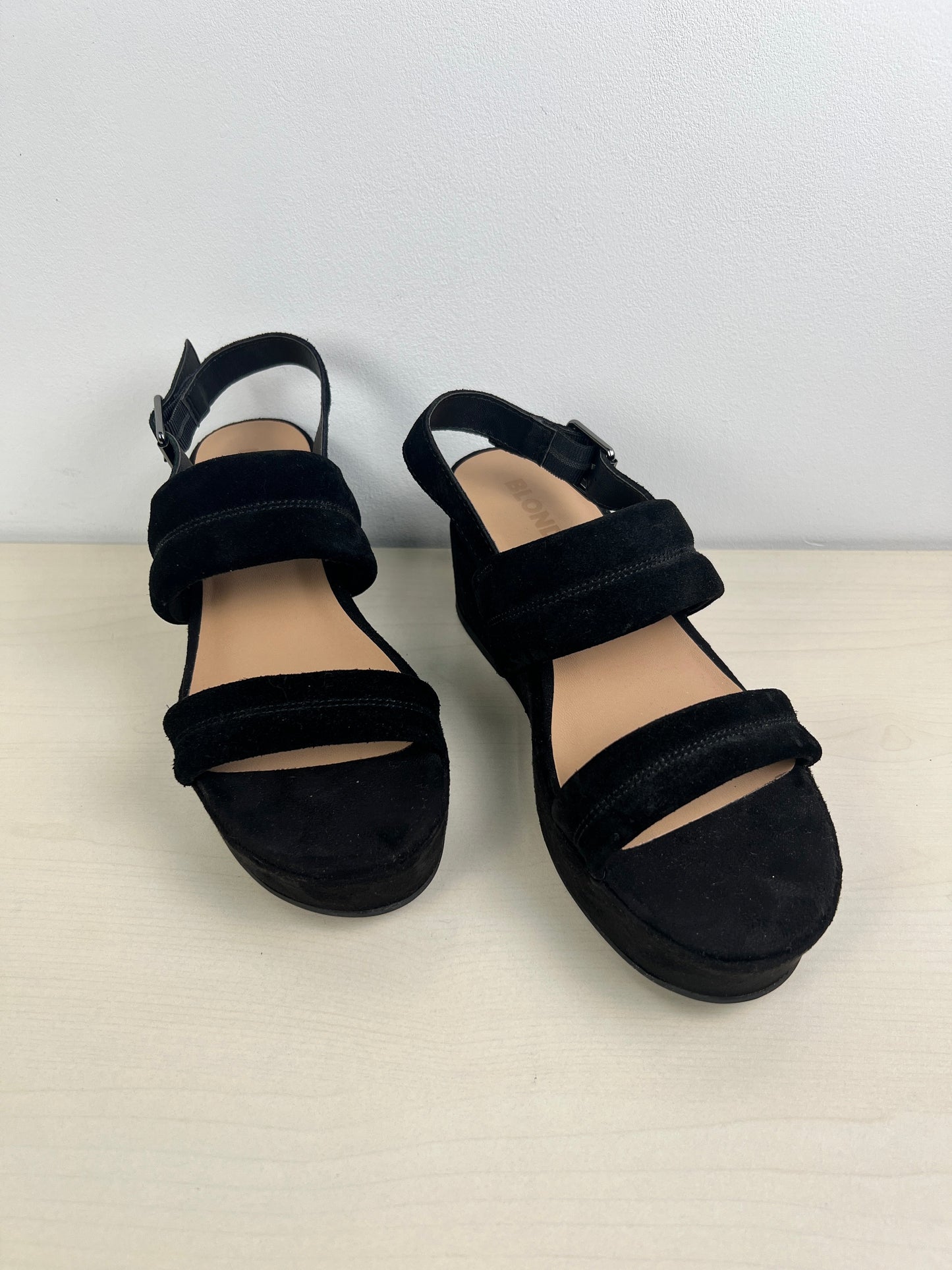 Black Sandals Heels Wedge Blondo, Size 7.5