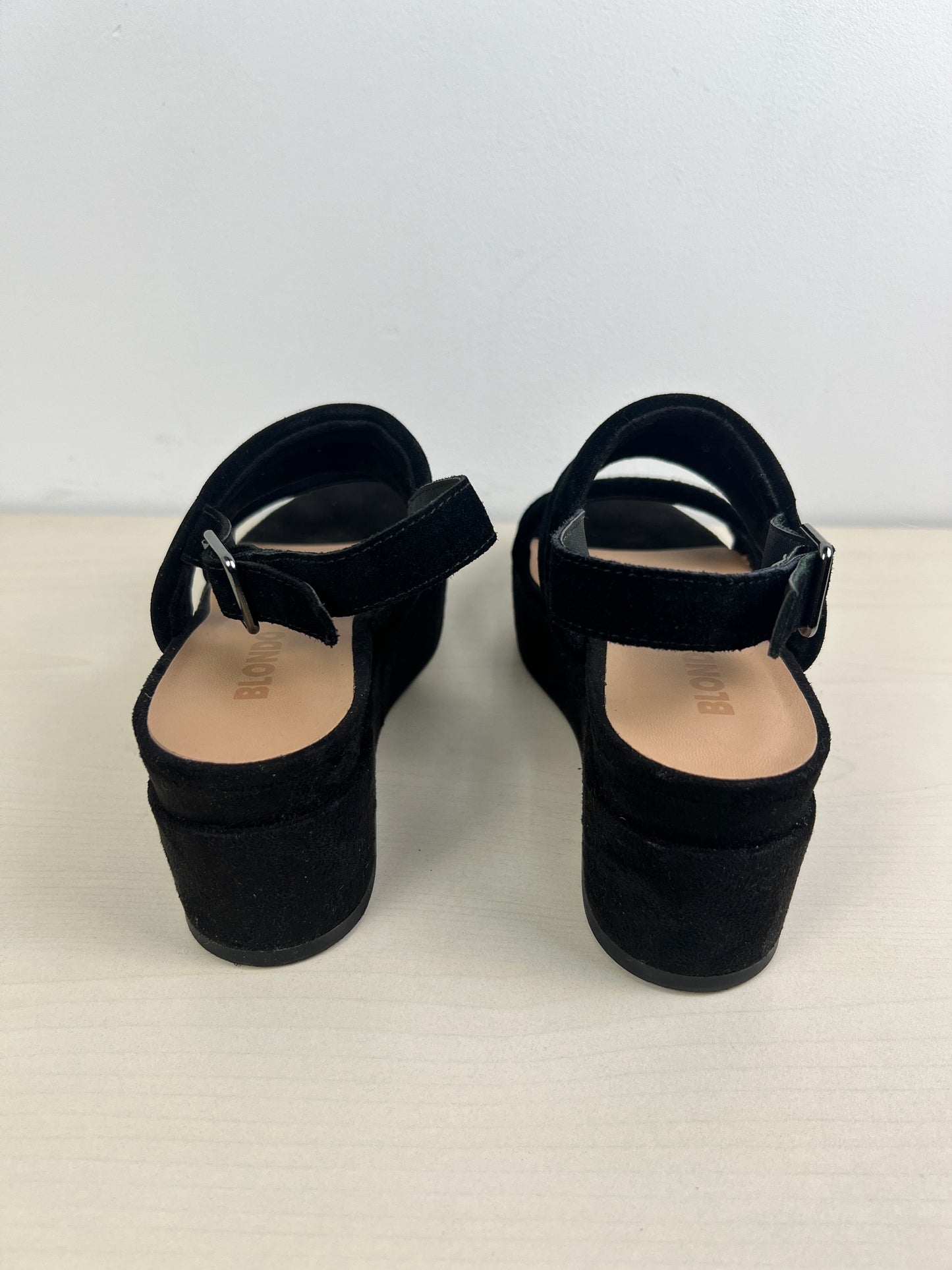 Black Sandals Heels Wedge Blondo, Size 7.5