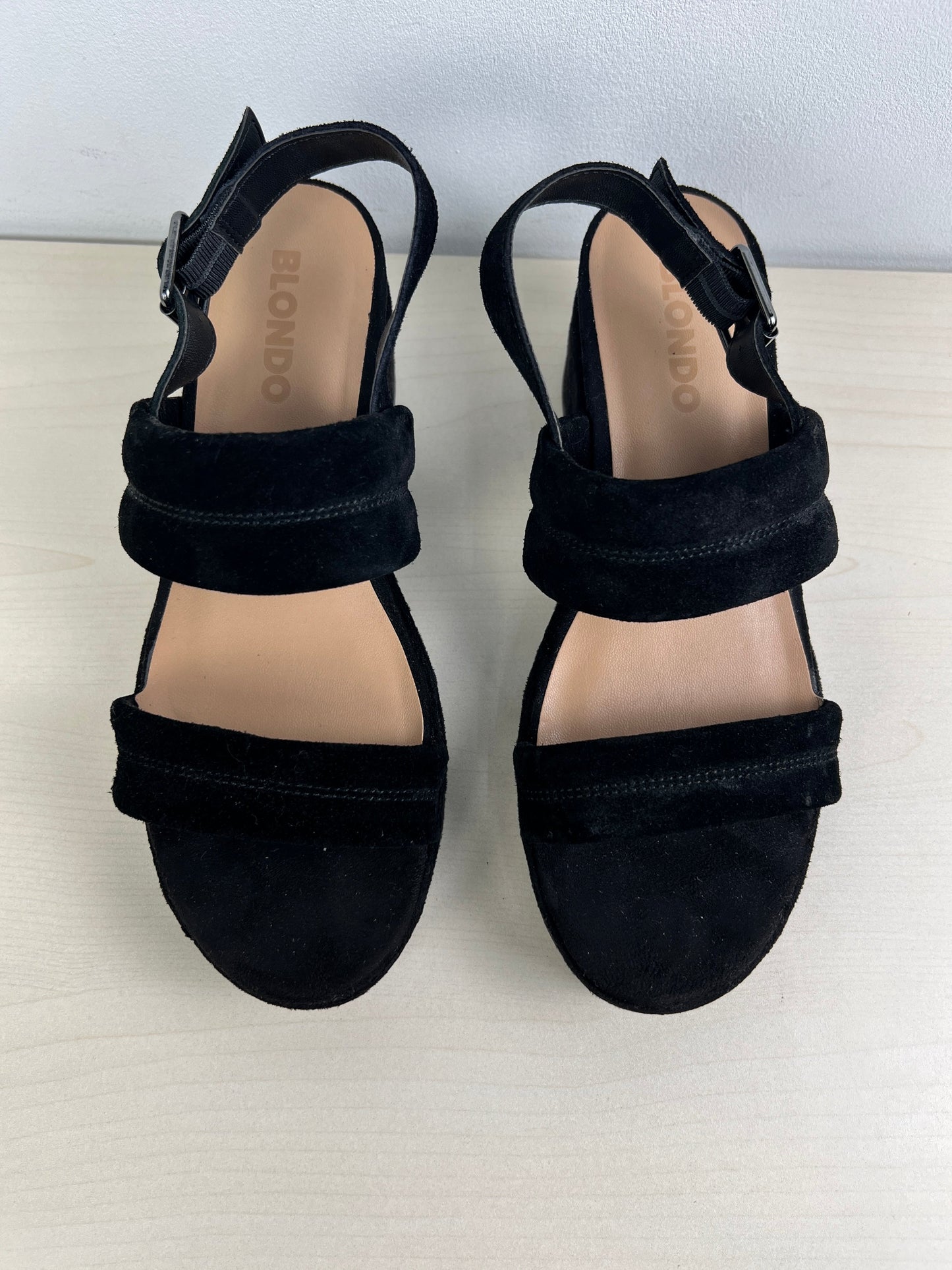 Black Sandals Heels Wedge Blondo, Size 7.5