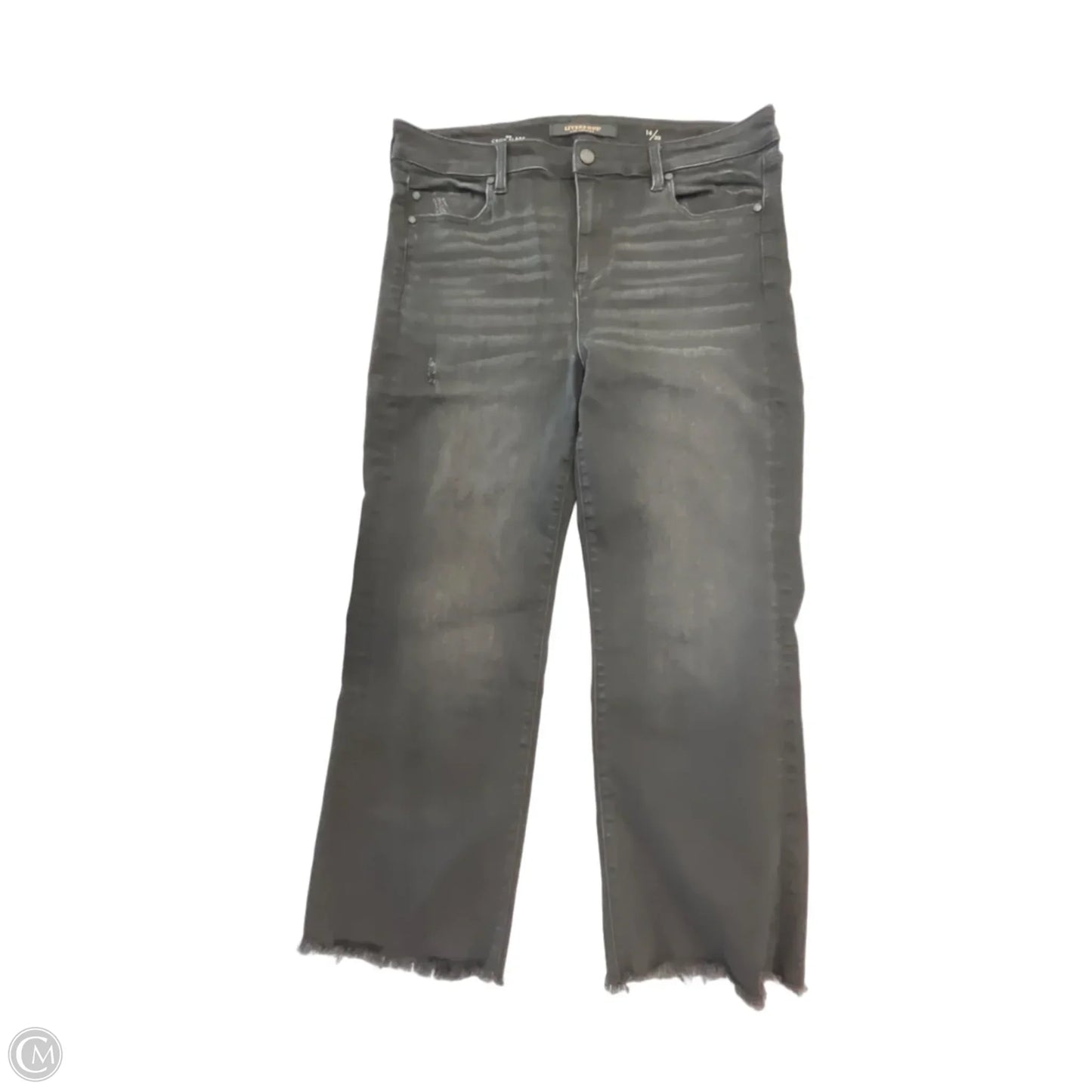 Jeans Cropped By Liverpool In Black Denim, Size: 14