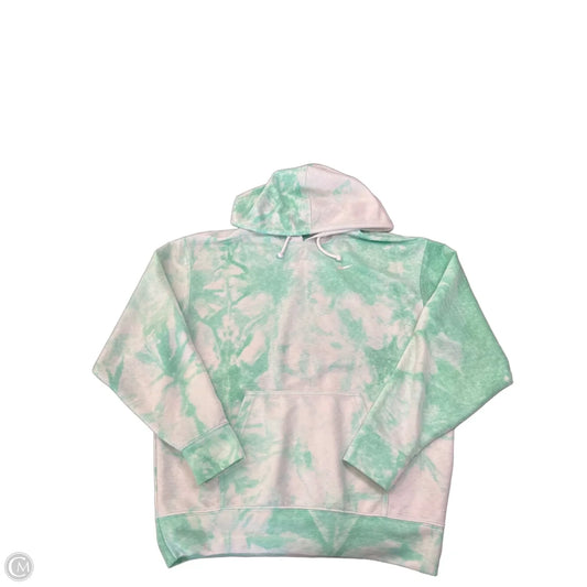 Athletic Top Long Sleeve Hoodie By Nike Apparel In Green & White, Size: Xs