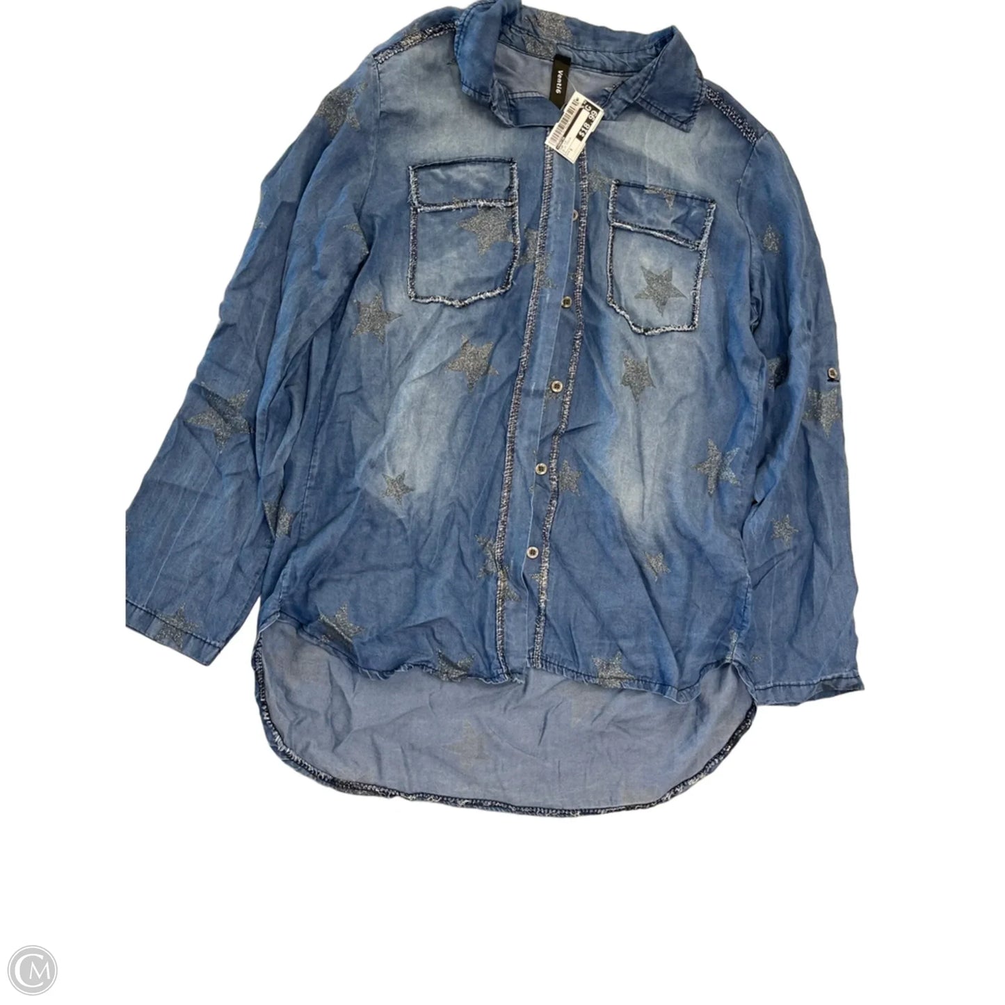 Top Long Sleeve By Venti6 In Blue Denim, Size: S