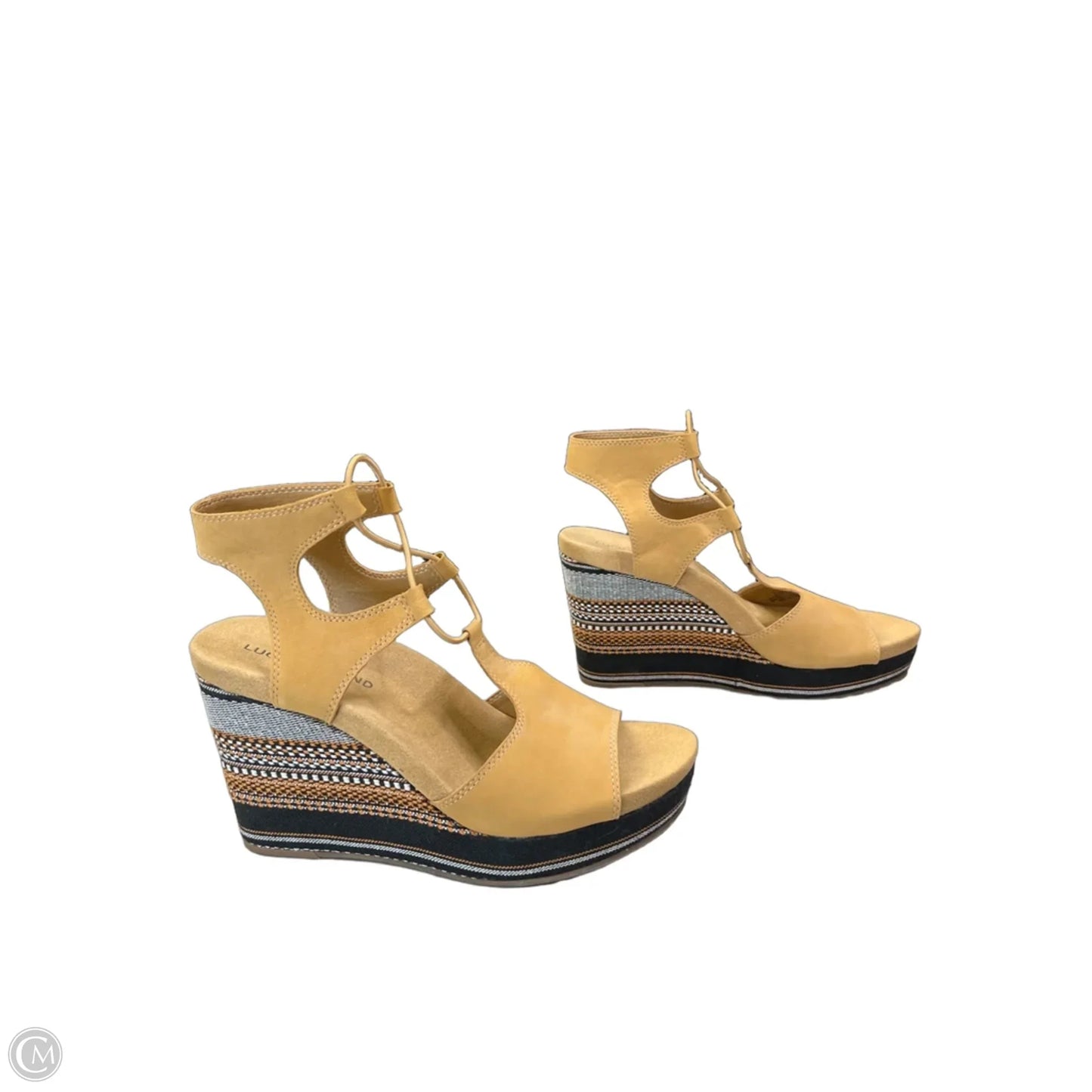 Sandals Heels Wedge By Lucky Brand In Yellow, Size: 8.5