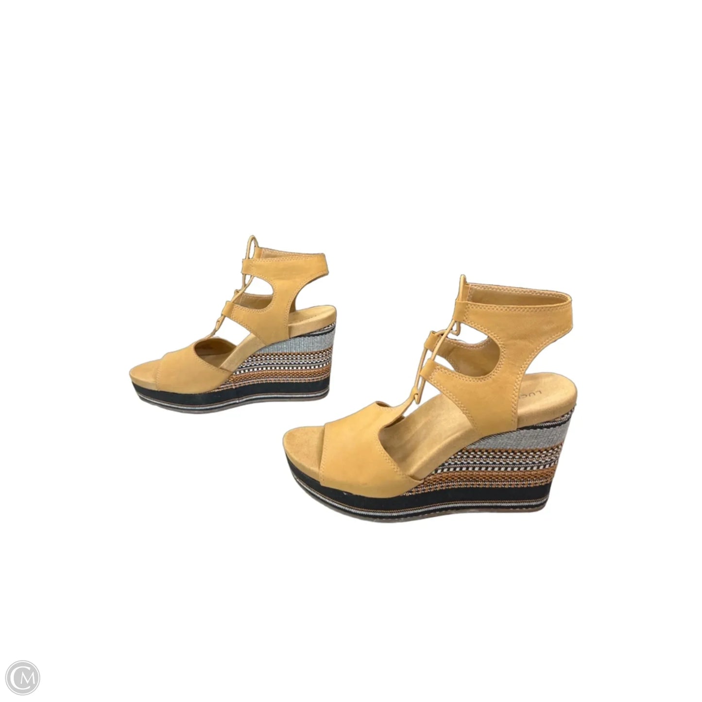 Sandals Heels Wedge By Lucky Brand In Yellow, Size: 8.5