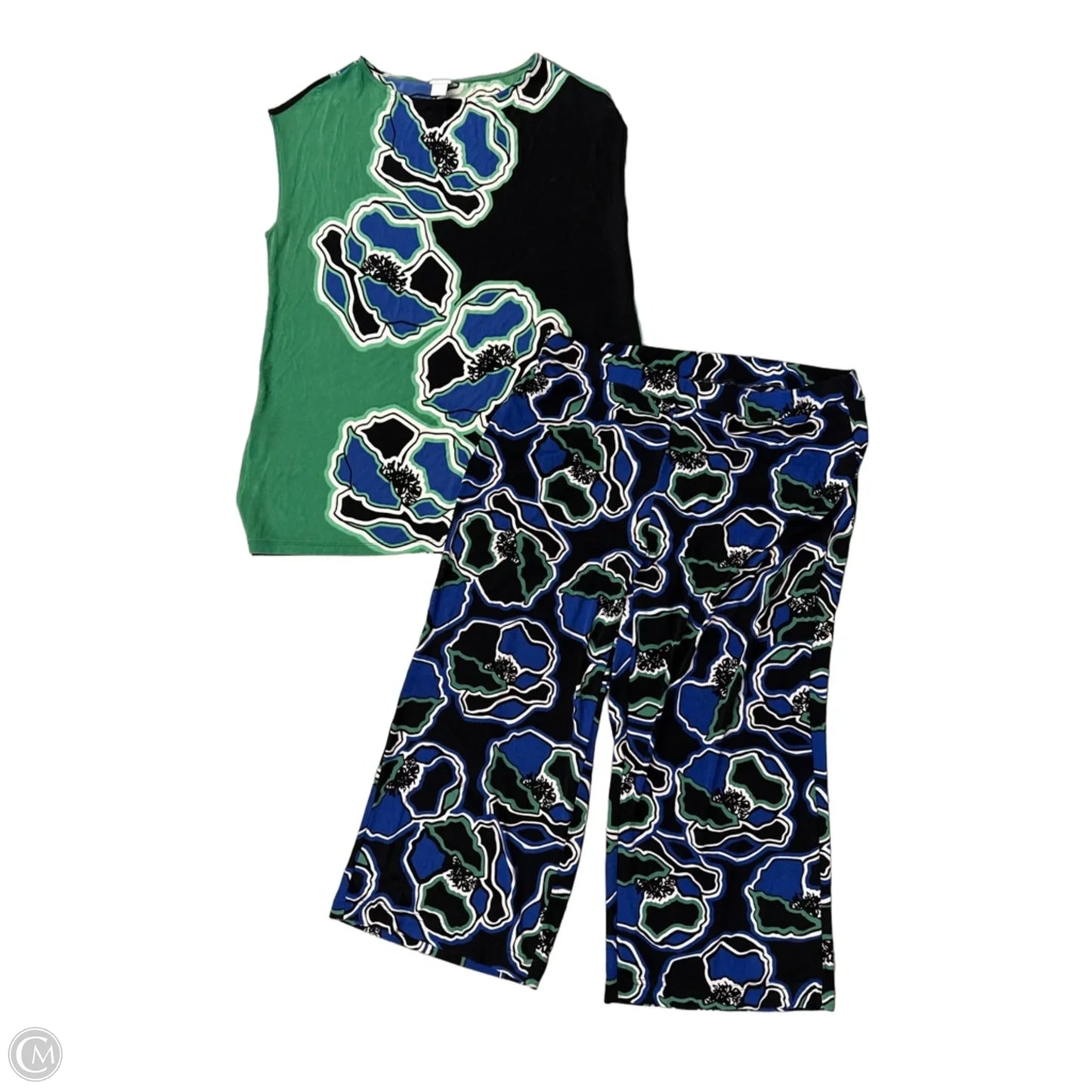 Pants Set 2pc By Chicos In Black & Blue, Size: Xl