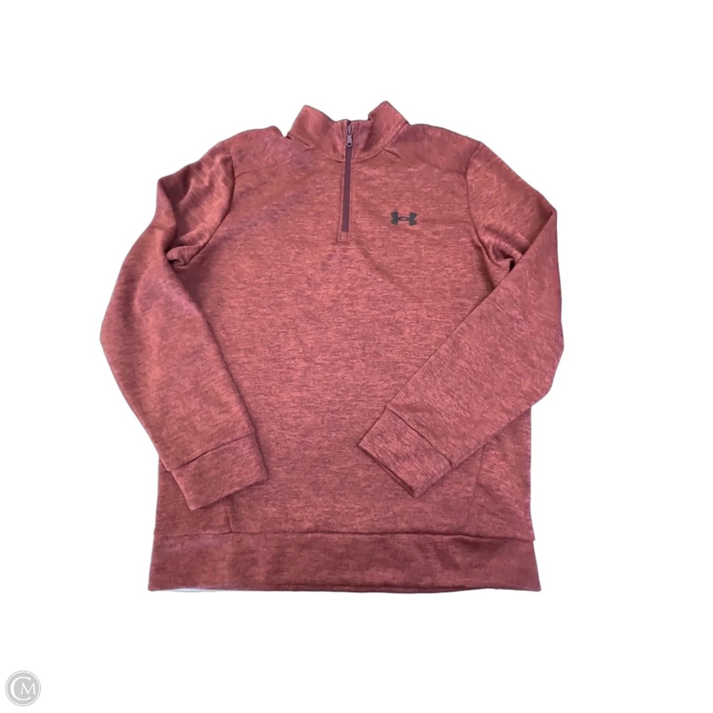 Athletic Top Long Sleeve Collar By Under Armour In Red, Size: M