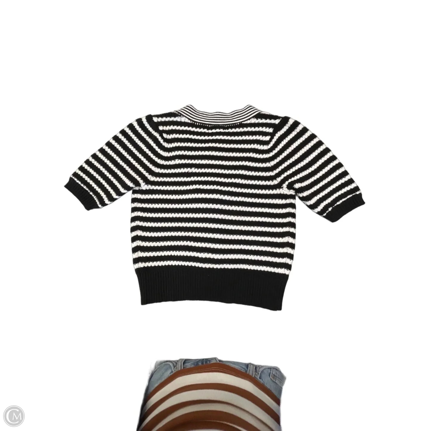 Sweater Short Sleeve By Ee Some In Black & White, Size: M