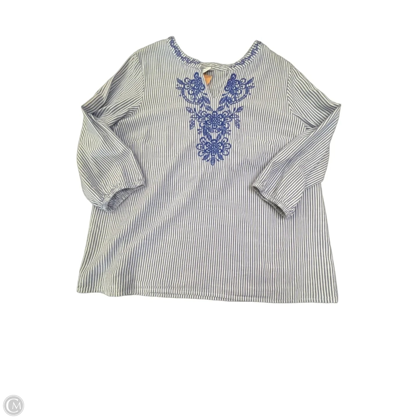Blouse 3/4 Sleeve By Croft And Barrow In Striped Pattern, Size: L