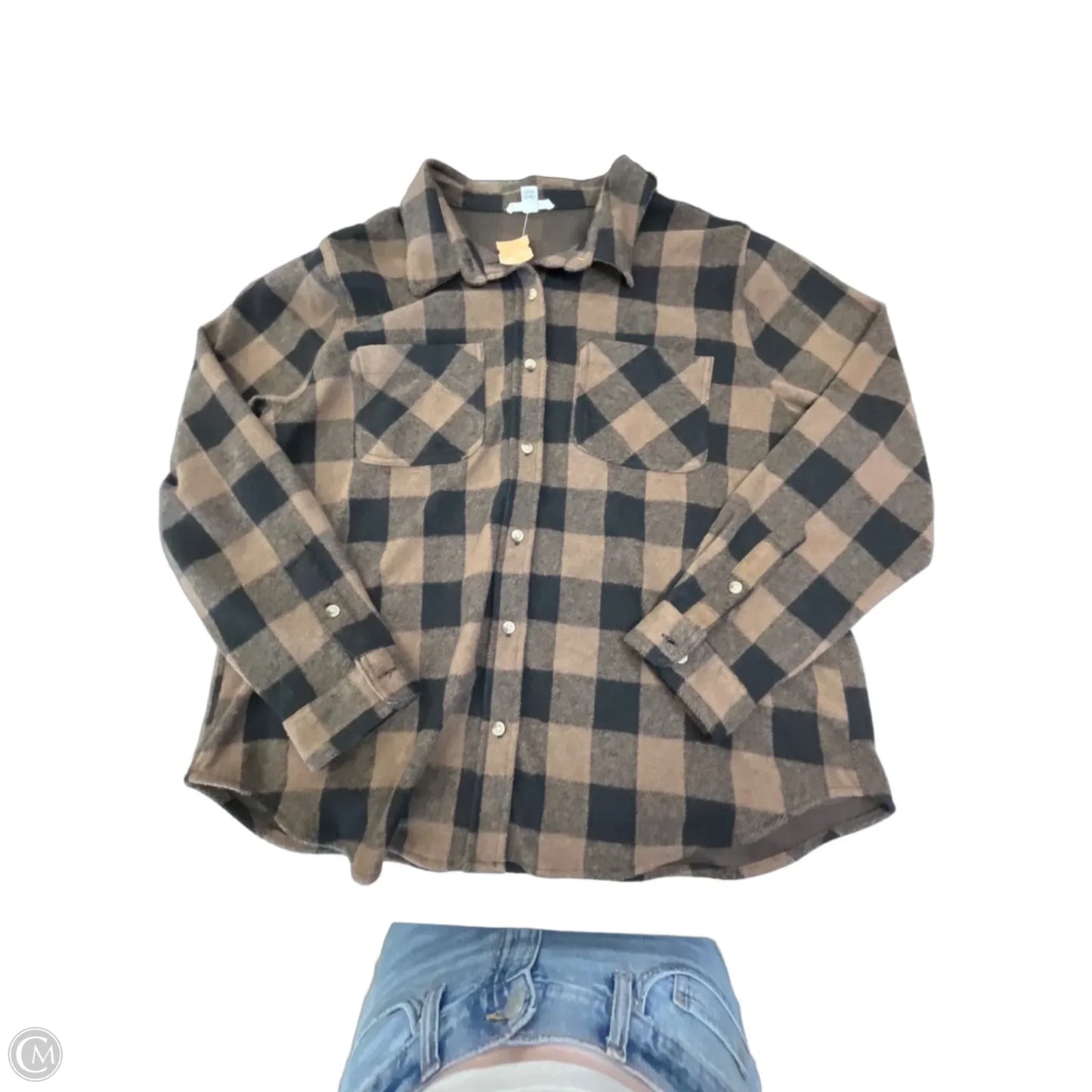 Jacket Shirt By Beachlunchlounge In Brown, Size: Xl