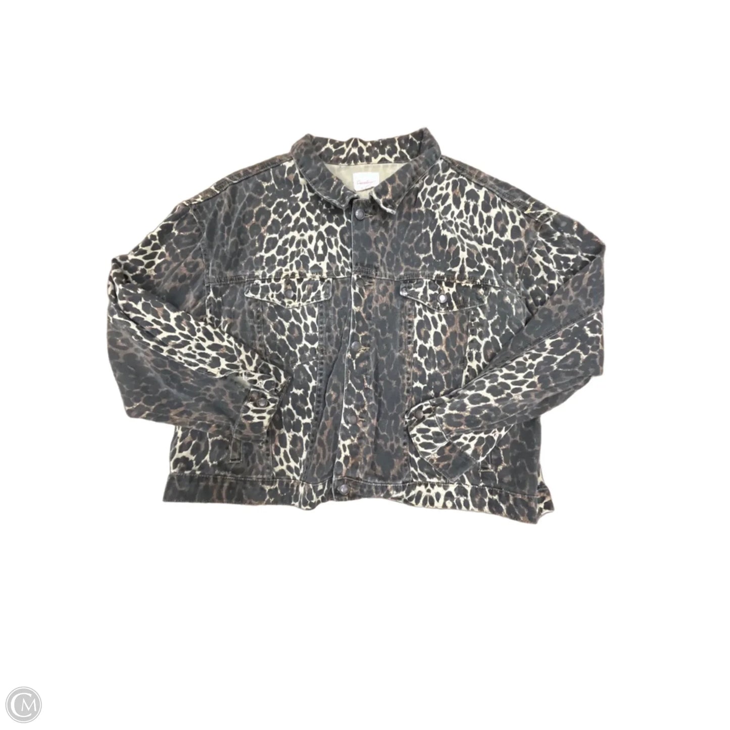 Jacket Denim By Clothes Mentor In Leopard Print, Size: 3x