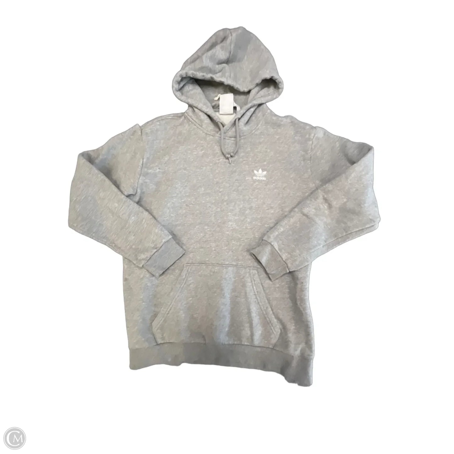 Athletic Sweatshirt Hoodie By Adidas In Grey, Size: M