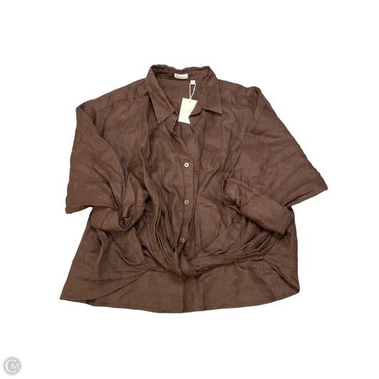 Blouse 3/4 Sleeve By Aritzia In Brown, Size: Xl