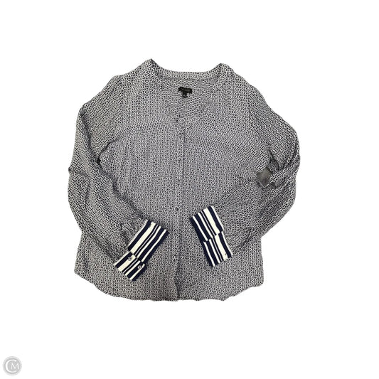 Blouse Long Sleeve By Talbots In Blue & White, Size: S
