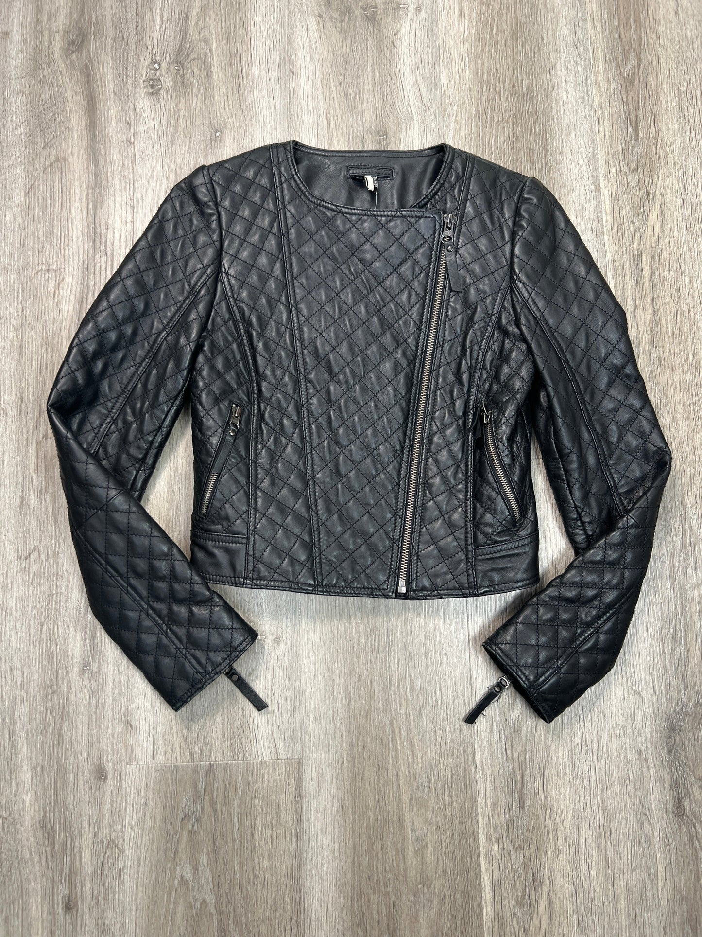 Jacket Leather By Topshop In Black, Size: S