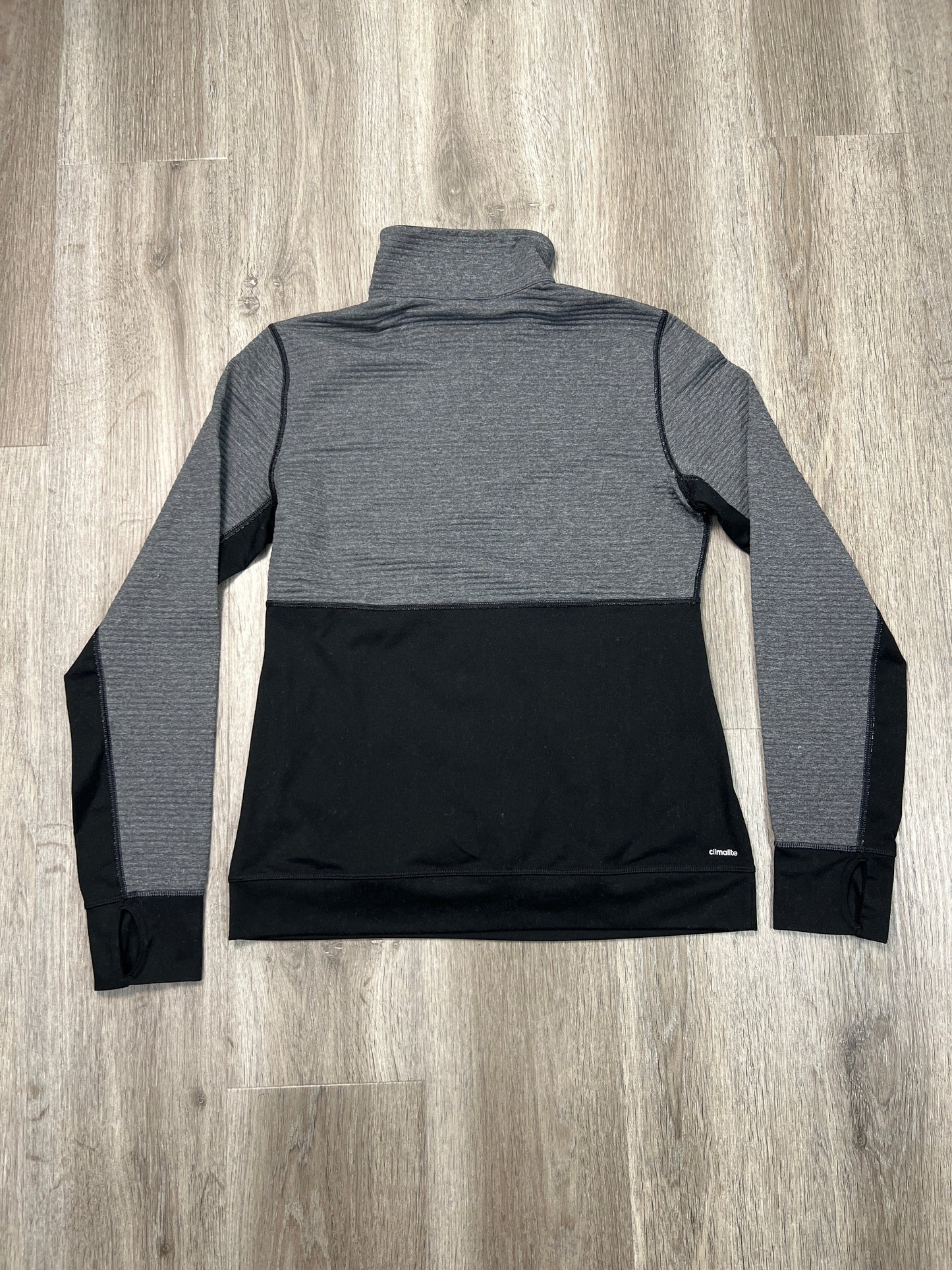 Athletic Top Long Sleeve Collar By Adidas In Grey, Size: M