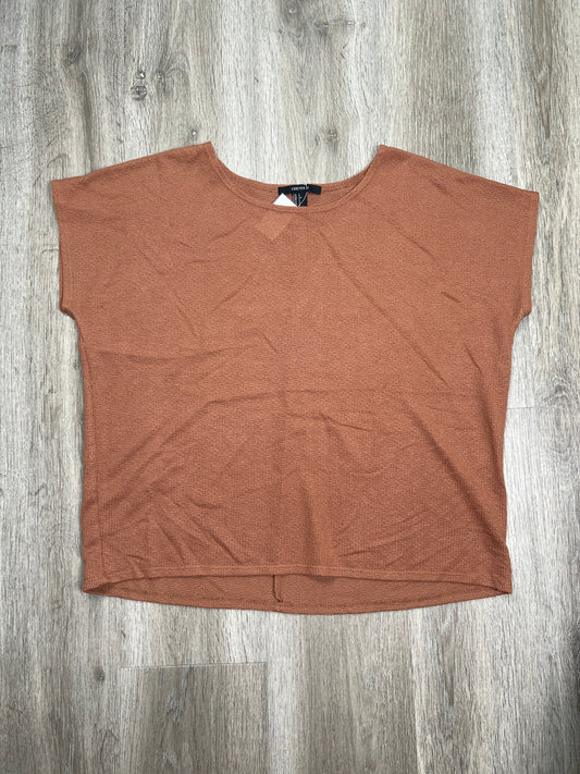 Brown Top Short Sleeve Basic Forever 21, Size S