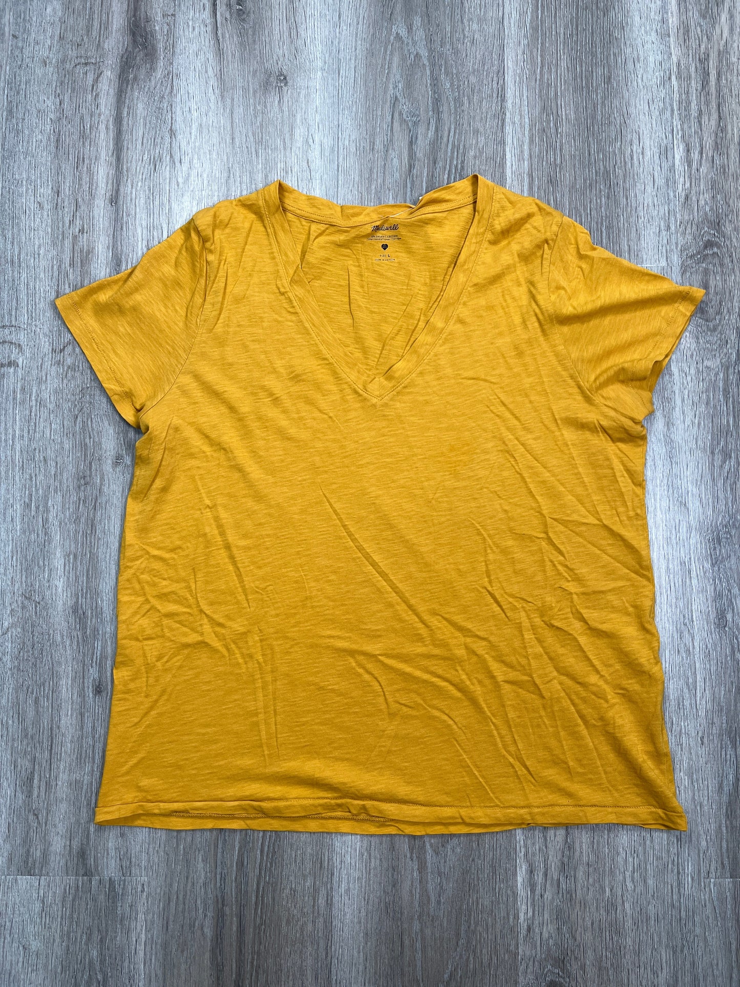 Yellow Top Short Sleeve Basic Madewell, Size L