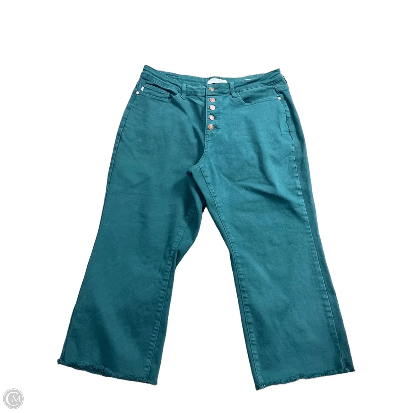 Jeans Cropped By Judy Blue In Green Denim, Size: 18