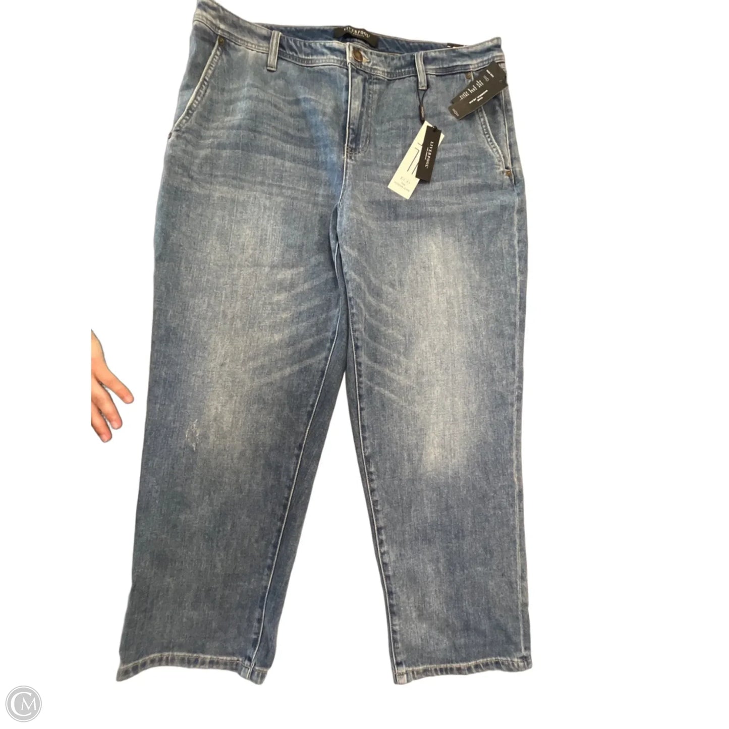 Jeans Cropped By Liverpool In Blue Denim, Size: 16