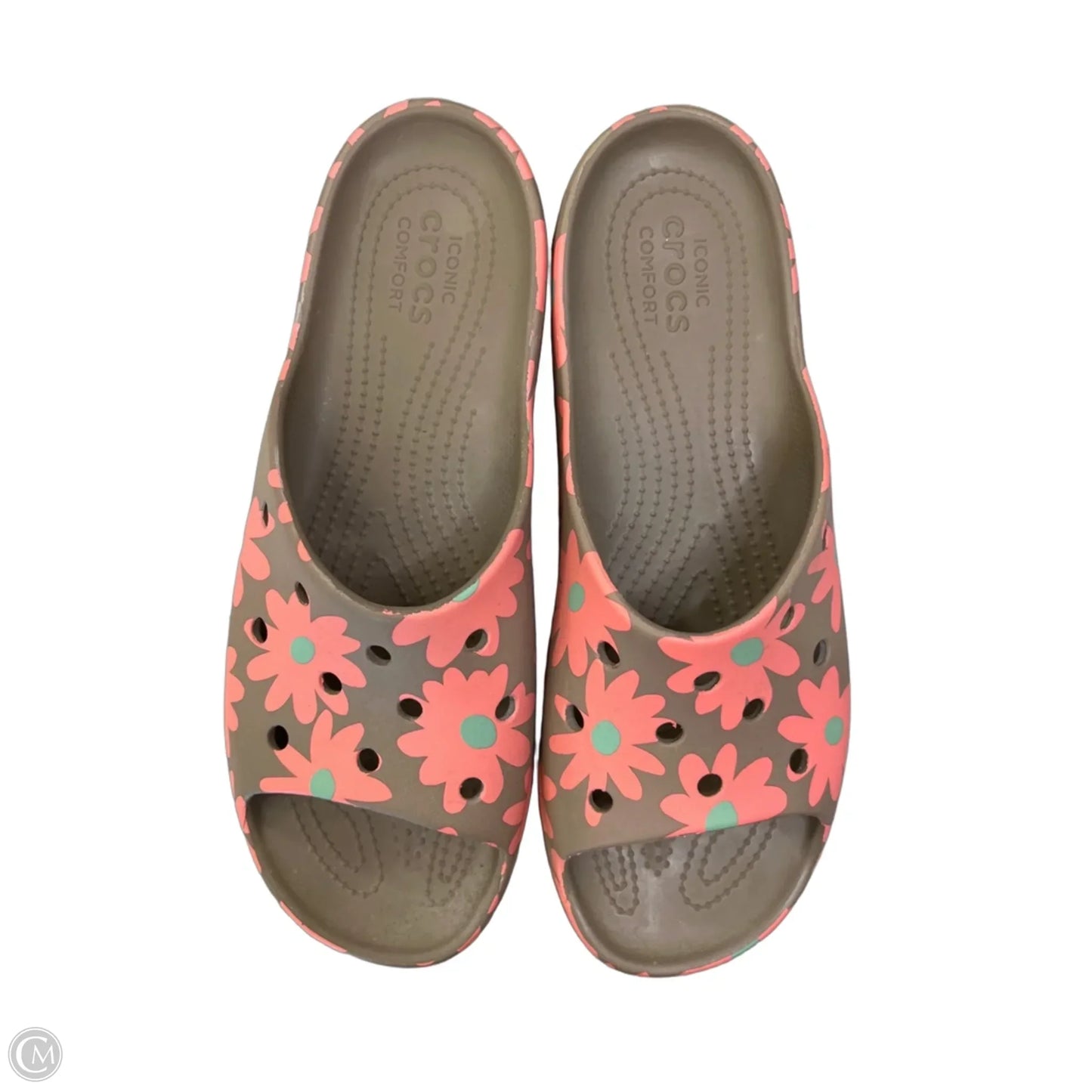 Sandals Flats By Crocs In Floral Print, Size: 10